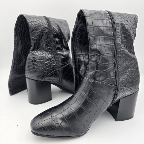 6W Franco Sarto Women's Tribute Knee High Boots, Black Crocco Faux Leather - Picture 16 of 16